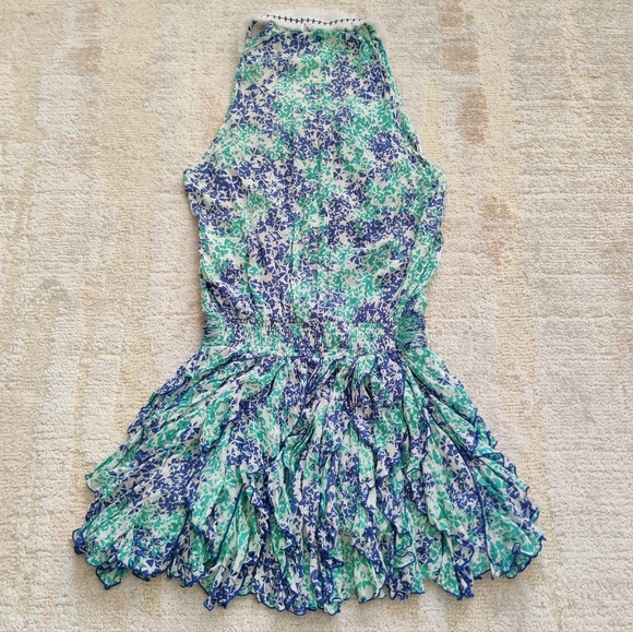 Poupette St. Barth BELINE Fringe v-neck Dress Aqua Size S - Picture 4 of 9